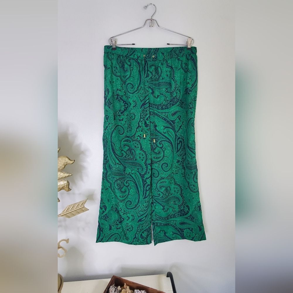 Michael Kors Casual Green Paisley Polyester Beach Lovers Pants Size 12